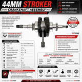SSP-G 44mm STROKER CRANKSHAFT ASSEMBLY FOR 50cc 4-STROKE QMB139 ENGINES