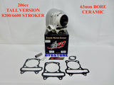 TAIDA 206cc (63mm) GY6 CERAMIC CYLINDER SET (54mm SPACING) TALL *8200/6600 STROKER* FORGED DOME PISTON