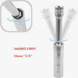 11.5" MAGNETIC SWIVEL SPARK PLUG SOCKET 3/8-DRIVE 12-POINT THIN WALL
