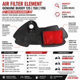 GENUINE BUDDY SCOOTER OEM AIR FILTER FOR 125, 150, 170I