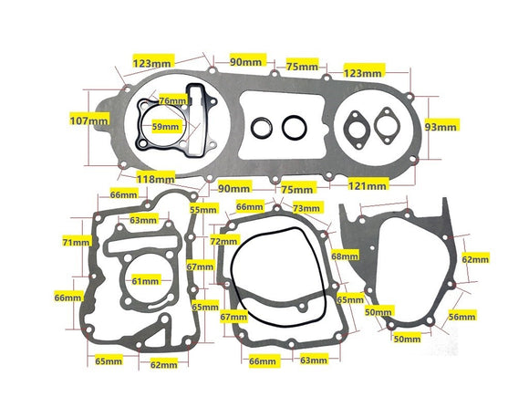 57mm Bore 150cc GY6 Long Case Gasket Set - ChinesePartsPro