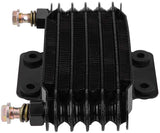 Engine Oil Cooler Kit 85ml, for GY6 100CC-150CC Engine, Motorcycle Oil Cooling Radiator System Set with Braided Hose, Adapter, Clamps, Injector,(Black)