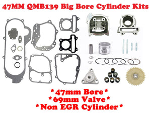 QMB139 47mm Big Bore Cylinder Kit Non-EGR with *69mm Valve* - ChinesePartsPro