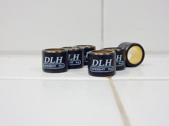 VARIATOR ROLLERS 4gm 16 x 13mm FOR CHINESE SCOOTERS WITH 50cc MOTORS BY DLH
