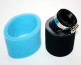 BLUE 45mm Bent Angled Foam Air Filter Pod PIT PRO Trail Quad Dirt Bike ATV Buggy